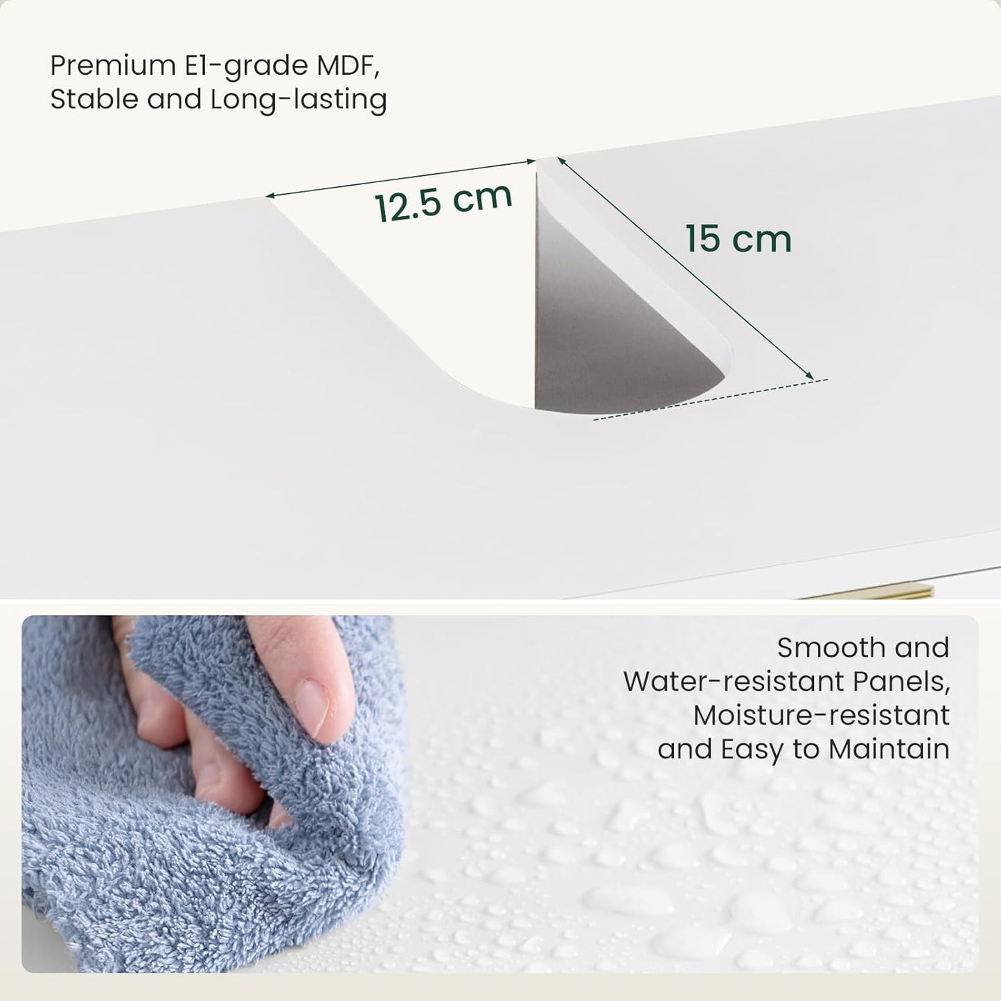 Meuble sous-lavabo EUGAD blanc brillant - 60 x 60 x 30 cm - 2 portes