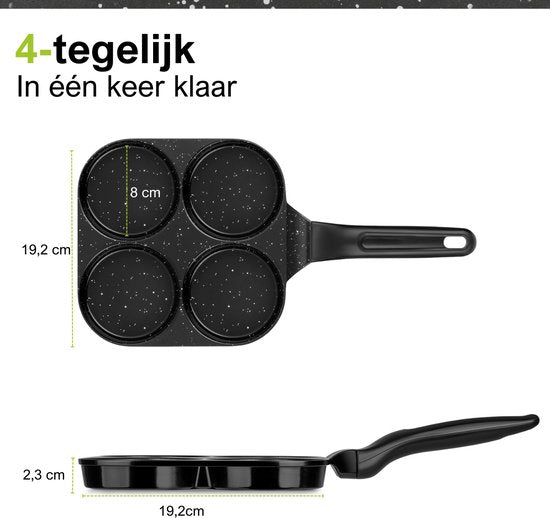 CeraFusion Poêle à crêpes 4 compartiments Ø8 cm - Induction - Sans PFAS - Poêle à œufs - Revêtement céramique - Convient à l'induction