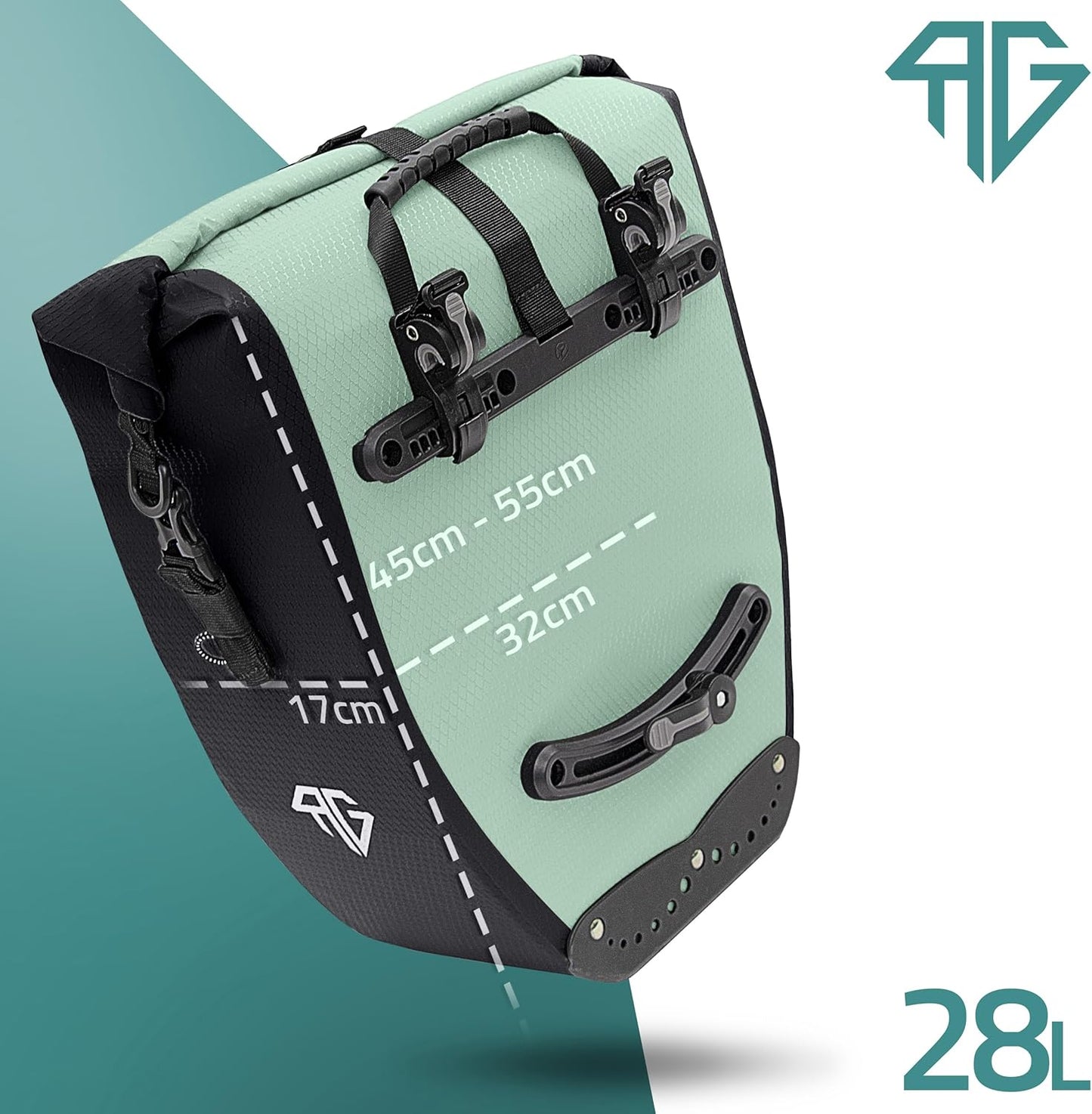 RADGEIST sacoche de vélo pour porte-bagages - 2X sacoche pour porte-bagages - sac à bagages étanche et sac à bandoulière - sacoche de vélo avec réflecteurs