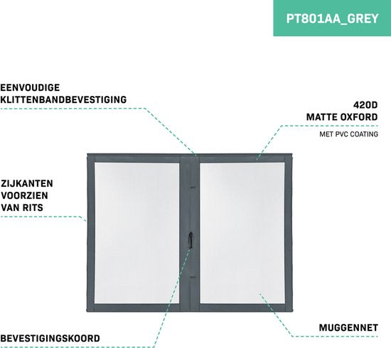 Parois latérales VONROC avec moustiquaire - Pour tente de réception Premium PT501XX - Protection UV 50+ - Gris