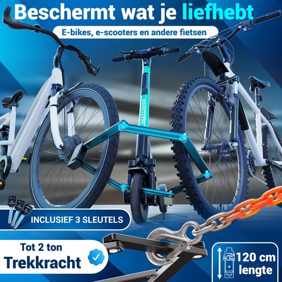 Nextcover Cadenas pliant 120cm FoldOne | Cadenas pour vélo avec trois clés | Cadenas pour vélo avec support | Cadenas pour vélos, vélos électriques, scooters électriques | SteelSecure Technology 3.0