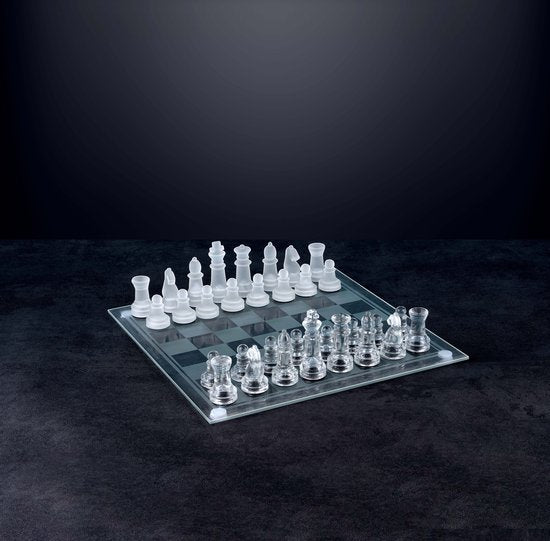 Jeu d'échecs en verre Arti Casa - 33 pièces - 25x25 CM - 900 GR - Verre