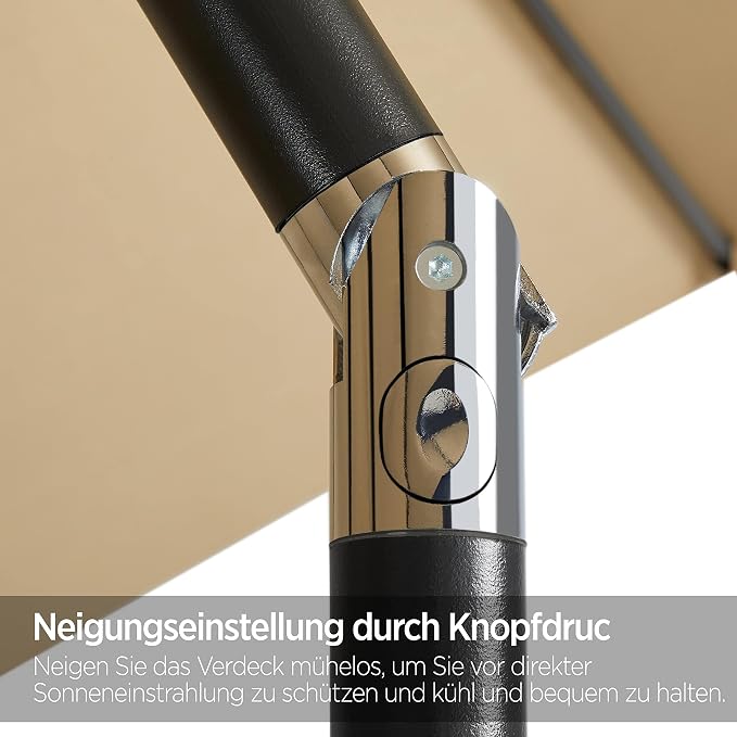 Parasol Yaheetech Ø 230 cm - Hydrofuge - Parasol de jardin inclinable avec mécanisme à manivelle