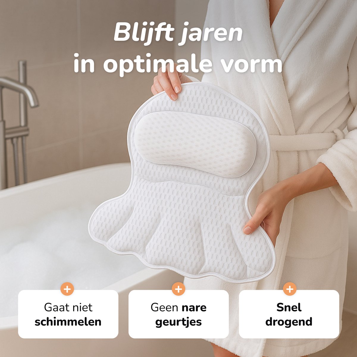 Coussin de bain 17x17 cm - Blanc - Coussin ergonomique et confortable pour la nuque et la tête - Alyze