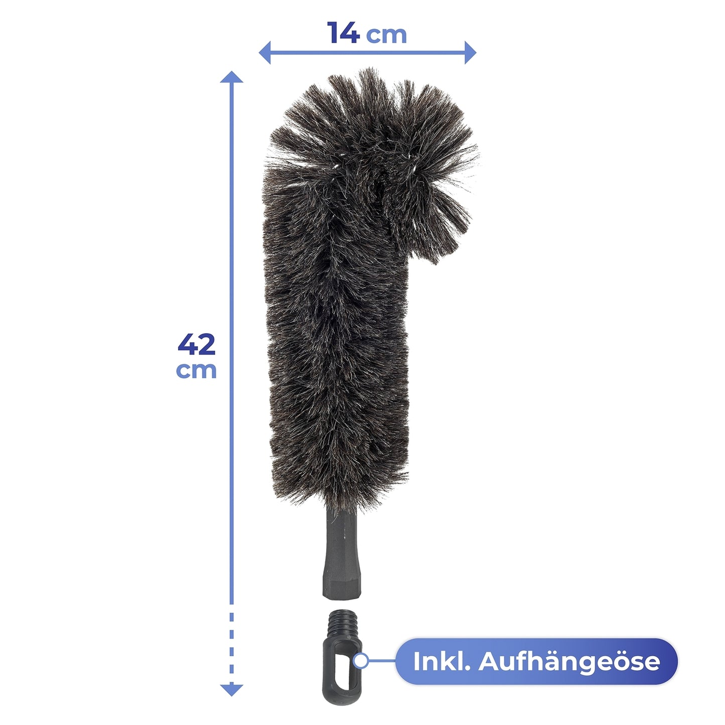 Balai à poils de chèvre Maximex, articulé - Pour surfaces délicates - Gris/Noir - 14 x 42 x 8 cm