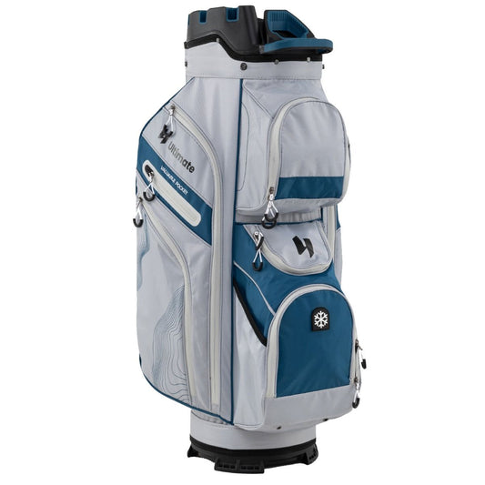 Sac de golf Coast avec 14 compartiments, 11 poches, sangle de transport et housse de pluie - Sac léger pour chariot de golf - 34x24x90.5 cm - Bleu marine