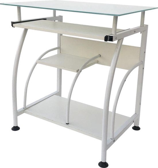Bureau table ordinateur portable - gain de place - 70 cm x 50 cm - blanc