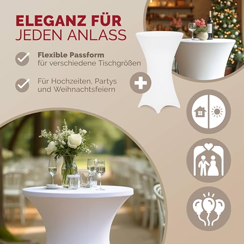 Housses de table Detex pour table basse, élastiques - 5 pièces - Blanc