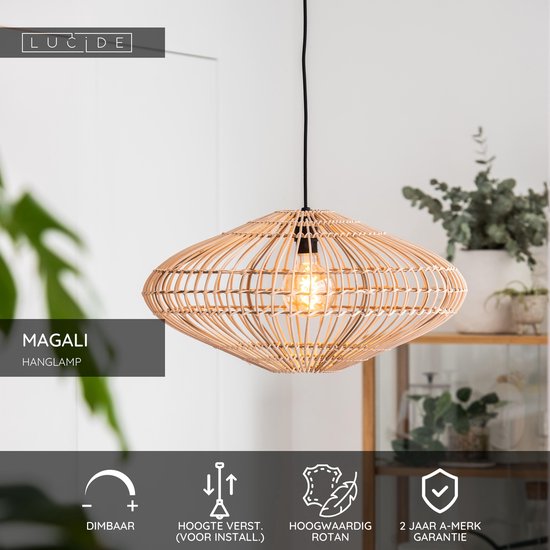 Lucide MAGALI - Lampe suspendue - Ø 56 cm - 1xE27 - Naturel - Japandi