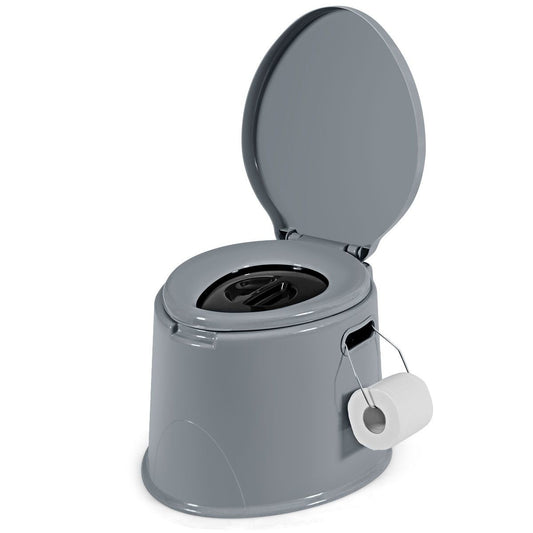 Coast Toilet Bowl portable pour le voyage - Seau intérieur amovible - Porte-papier hygiénique - 41 x 49 x 34 cm - Gris