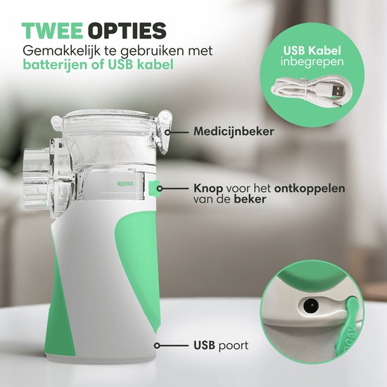 Vulpes Goods® HealthCare - Dispositif d'aérosol - Nébuliseur ultrasonique - Nébuliseur - Dispositif d'inhalation pour les enfants, les adultes et les bébés - Aide à lutter contre les maladies respiratoires - 3 buses et sac de voyage de luxe inclus