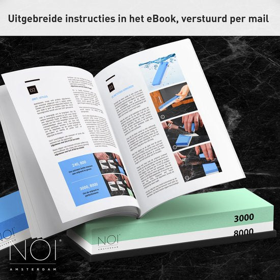 NOI Amsterdam - Luxury Double-Sided Sharpening Stone - Aiguisoir à couteaux - Wetstone - 240/800 3000/8000 - Accessoires de cuisine