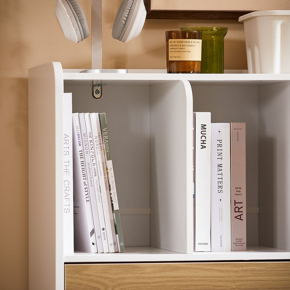 SoBuy STR11-WN bibliothèque blanche compacte avec tiroir et rangement, 72 x 30 x 110 cm