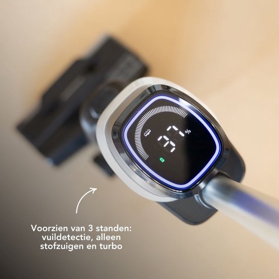 Techweise TC1 Aspirateur balai sans fil Wet & Dry - 30 min d'autonomie - 3 modes de nettoyage - Fonction autonettoyante - 220W - Noir