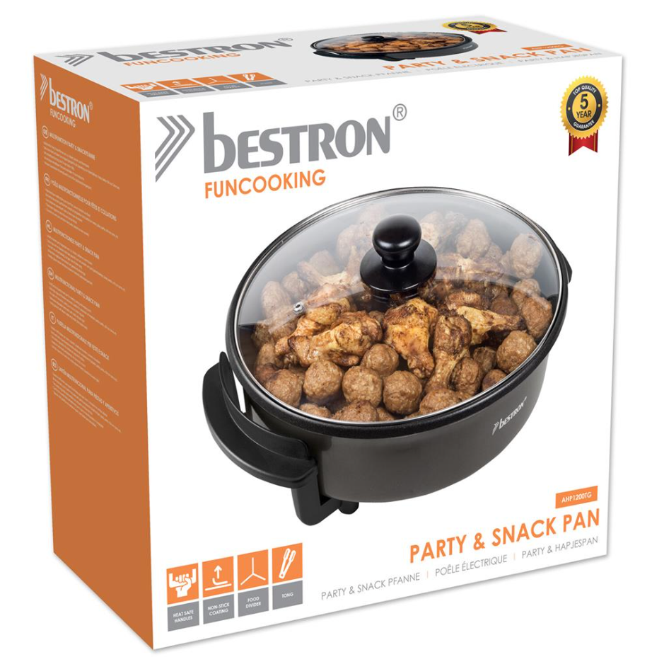 Poêle multifonction Bestron AHP1200TG - Ø 30 cm - Revêtement antiadhésif - Thermostat réglable