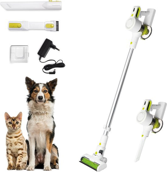 BREND BR-2214 Aspirateur à main sans fil avec éclairage LED - Le triple filtre ramasse 99,5 % de poussière fine - Blanc/vert