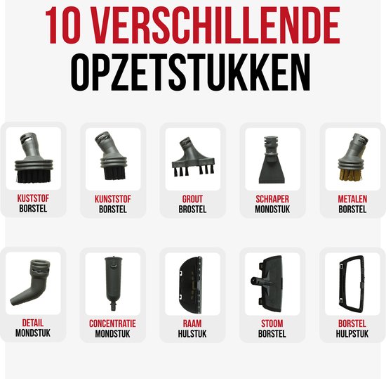 DistinQ Nettoyeur à vapeur pour vêtements, canapé et sol - Nettoyeur à vapeur portatif Nettoyeur de tapis - Nettoyeur à vapeur - 10 accessoires - 1300 Watts