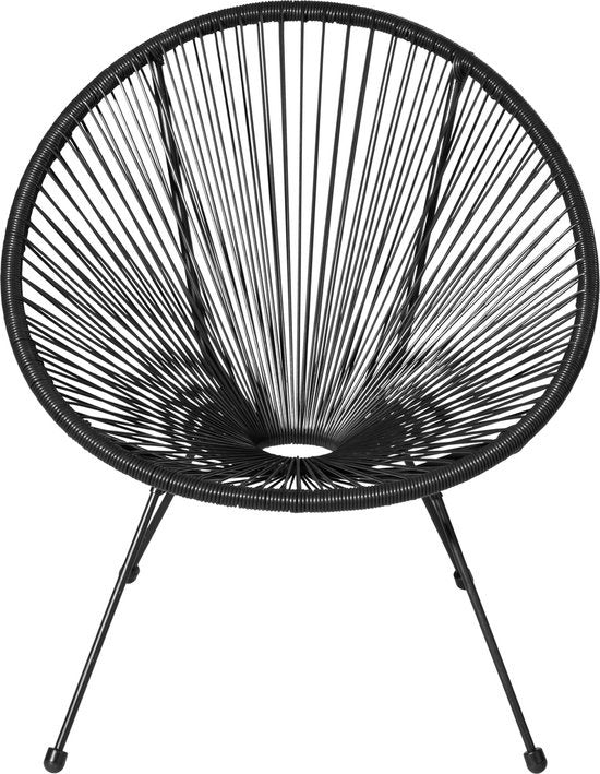 tectake® - Salon de jardin bistrot - 2 chaises et 1 table - Chaises rétro de style Acapulco - Résiste aux intempéries à l'intérieur et à l'extérieur - Salon de jardin pour terrasse ou balcon - Noir