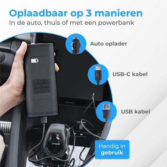 Nuvance - Pompe à pneu à compresseur - 4000mAH - Pompe électrique pour vélo - Compresseur d'air pour voiture, scooter, vélo, ballon et matelas pneumatique - Accessoires inclus - Lampe de poche - PRO