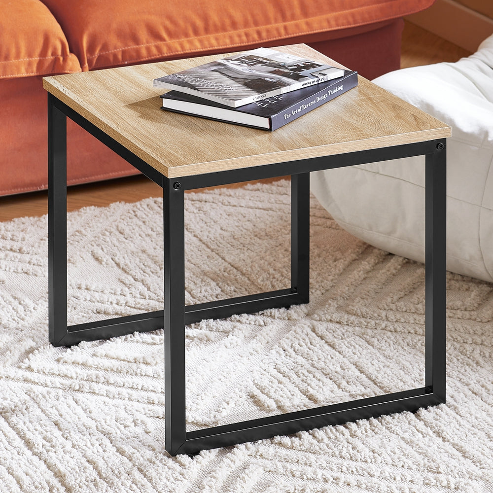 SoBuy Tables d'appoint - Lot de 2 tables basses - Max. 20KG - 50 x 50 x 50 cm - Couleur bois