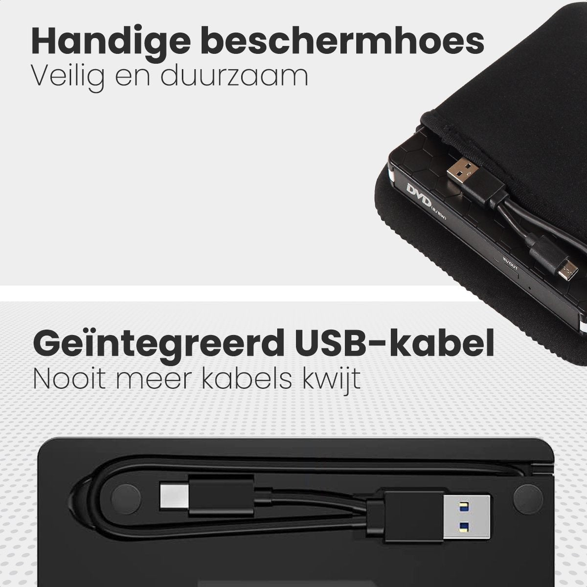 Auronic Lecteur DVD externe - Pour ordinateur portable et graveur - USB 3.0 ou USB C - Windows, MacOS & Linux - Livré avec housse et câble