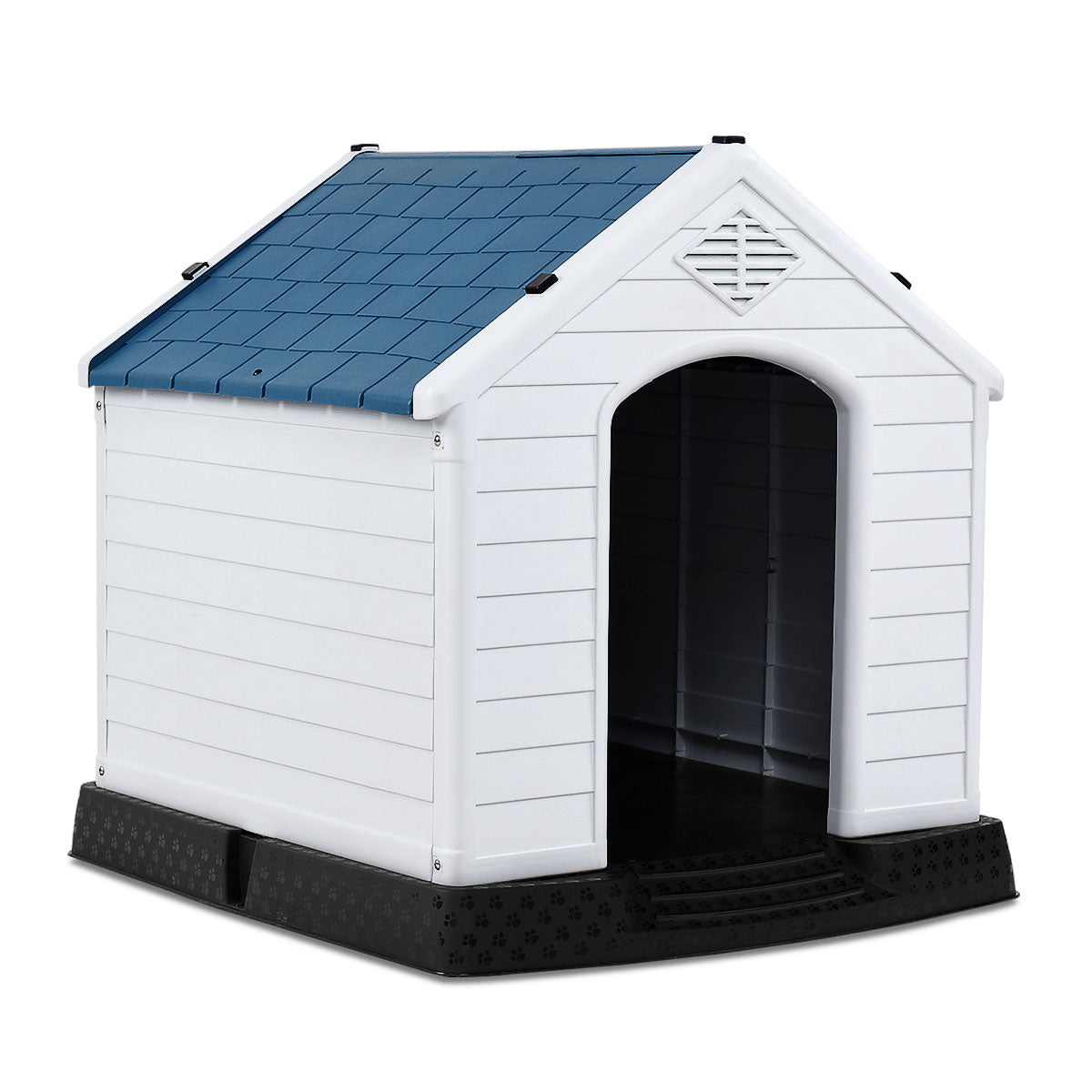Coast Plastic Dog Hut Pet heeft hondenhuis nodig voor tuin 87,7 x 78,5 x 81,5 cm wit + blauw
