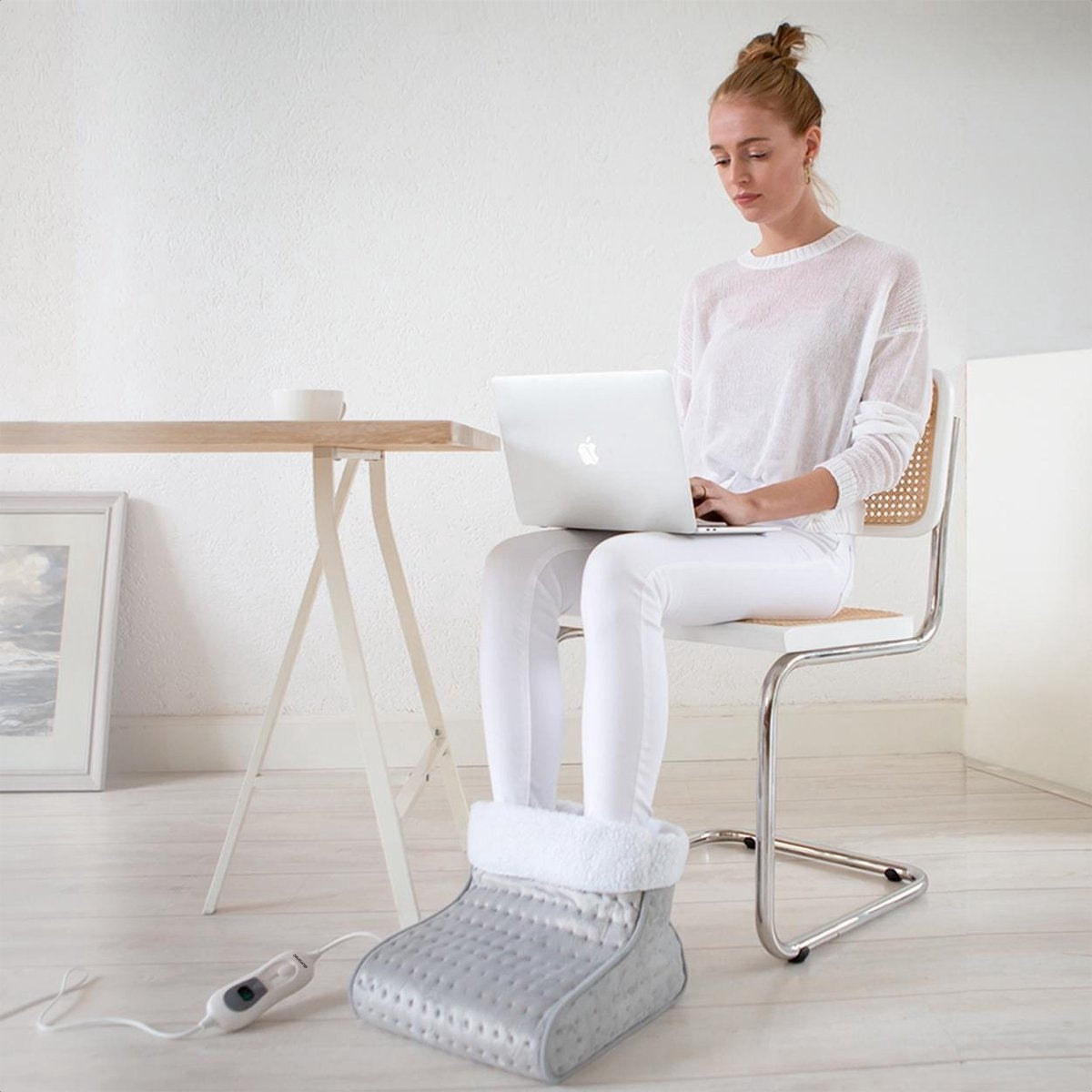 Chauffe-pieds électrique - Auronic - 53°C à 65°C - Avec minuterie et protection contre la surchauffe - 100W - Gris