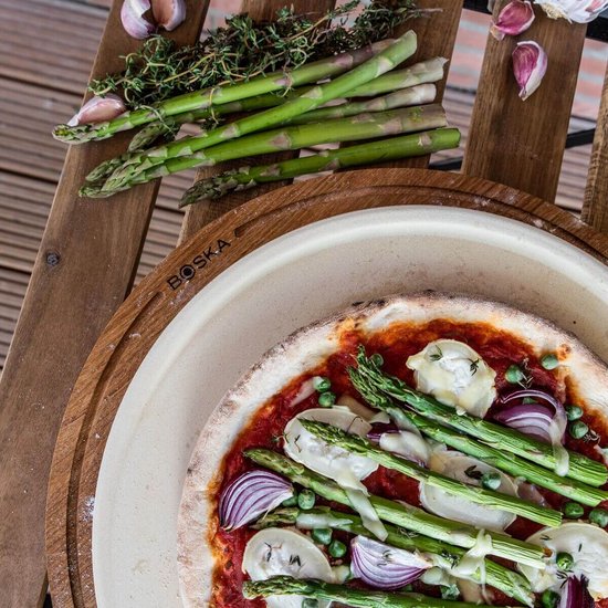 Boska Pizza Plank Friends XL - Accessoires barbecue - Bois de chêne - Bac de récupération pratique - Ø 40 cm