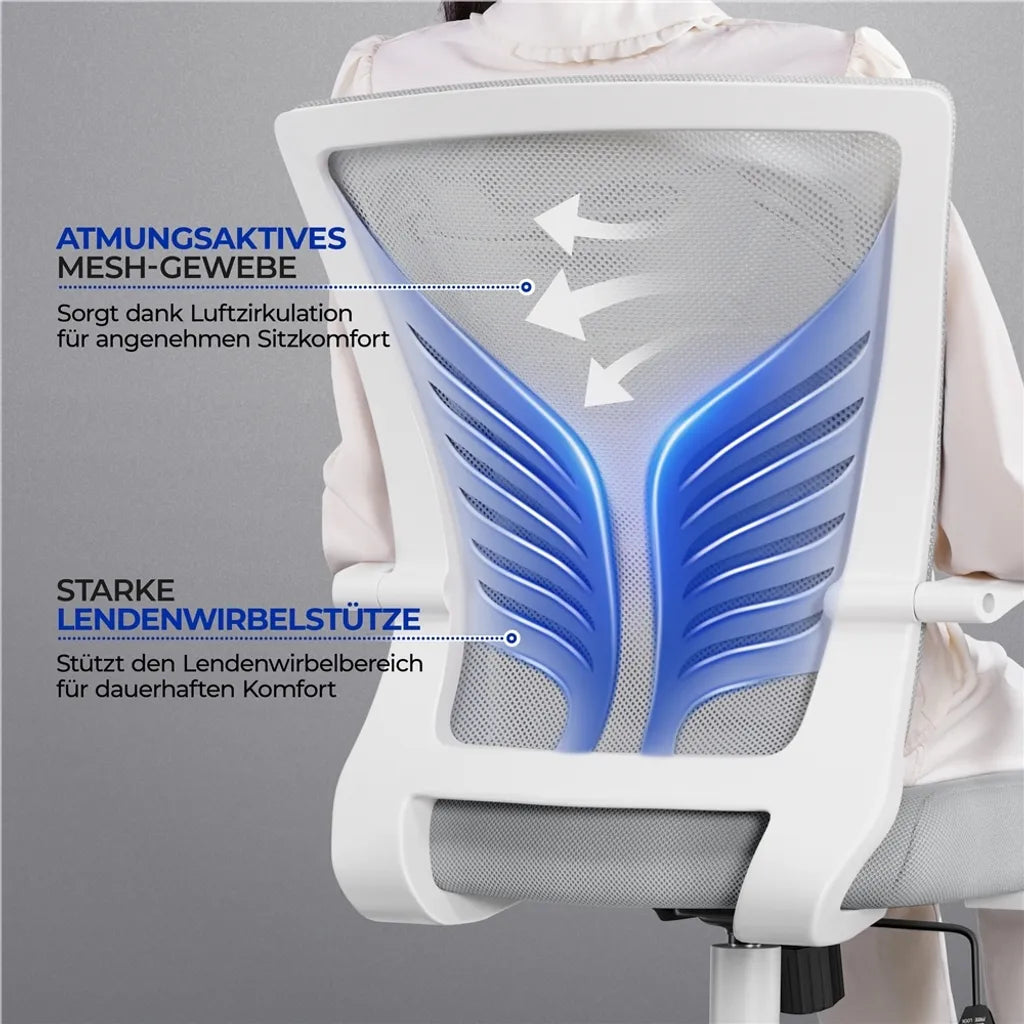 Yaheetech Siège de bureau - Ergonomique - Gris clair - Réglable