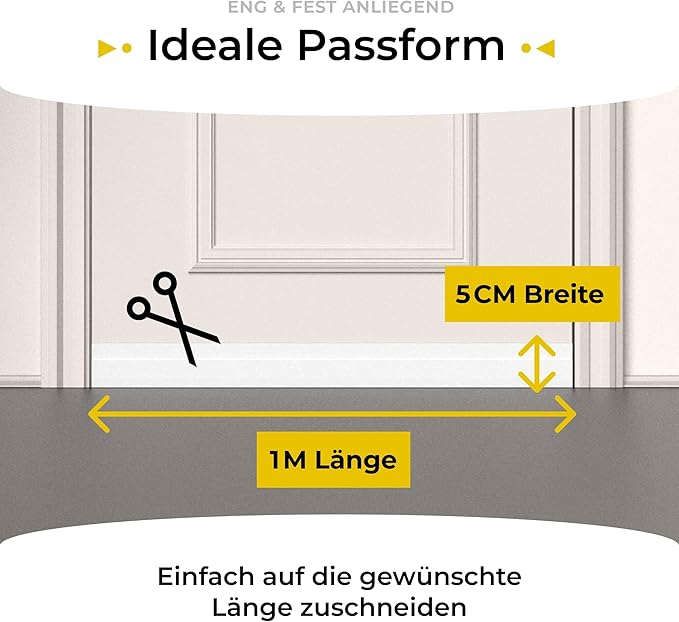 cinq points Coupe-courant d'air pour portes en silicone (autocollant) - maintient la chaleur dans la pièce et arrête les courants d'air sous la porte - coupe-courant d'air pour portes comme protection contre le froid