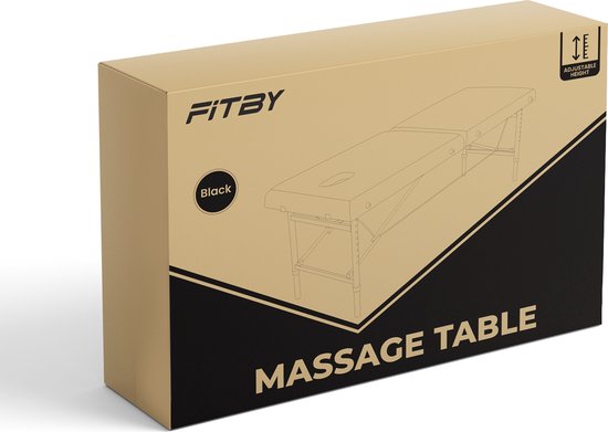 Table de massage Fitby - Table de massage pliante - Table de traitement - Capacité de charge de 200 kg Hauteur réglable (60-80 cm) - 180x60 cm - Noir
