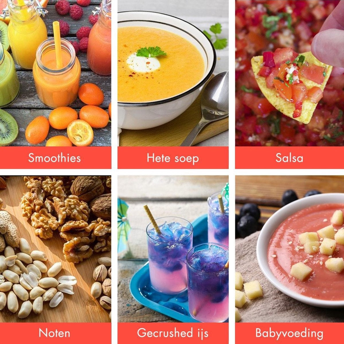 Blender - KitchenBrothers - Mixeur - 2000W - 2L - Machine à smoothie- 8 niveaux/4 vitesses - Acier inoxydable