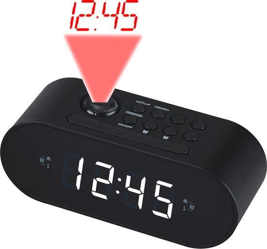 Radio-réveil Denver avec projection - Radio FM - Horloge de projection à 180° - Double alarme - CRP717 - Noir