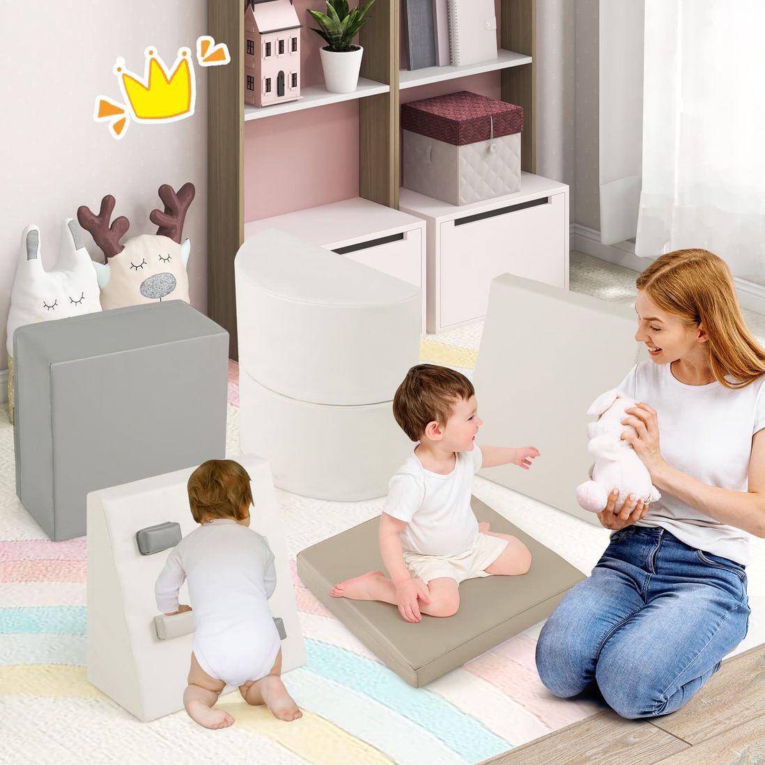 Coast 6-piece Foam Climbing Toy - 40×20×40 cm - White PU leather