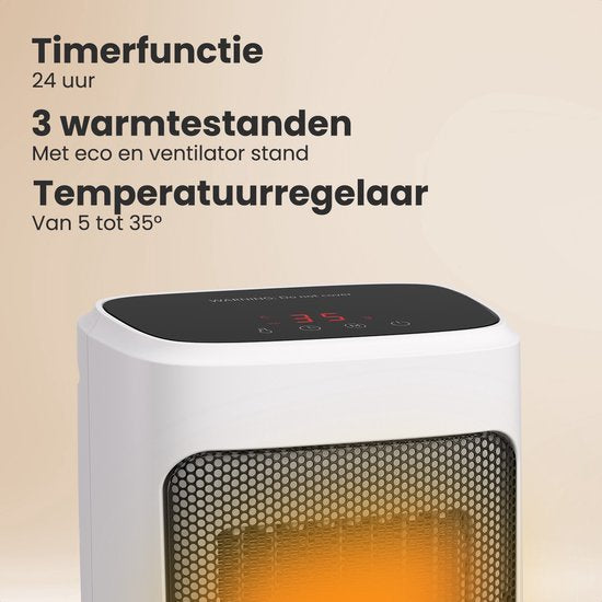 Auronic Fan Heater Digital - Chauffage céramique - Portable - Chauffage 2000W - Blanc