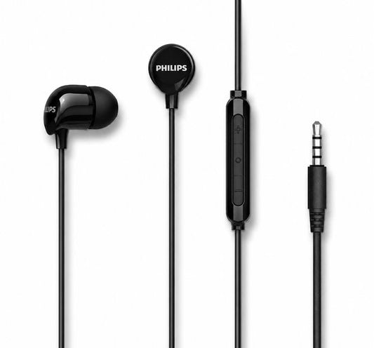 Écouteurs intra-auriculaires Philips TAE1156BK - Clear Sound - Filaires - Télécommande avec microphone - Prise jack 3,5 mm - Noir