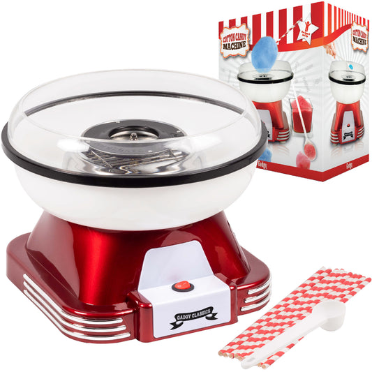 Gadgy Cotton Candy Maker Retro, avec 10 bâtonnets et cuillère à mesurer - Machines à barbe à papa - Bonbons - Fête des enfants - Barbe à papa - Machines à barbe à papa - Machines à barbe à papa