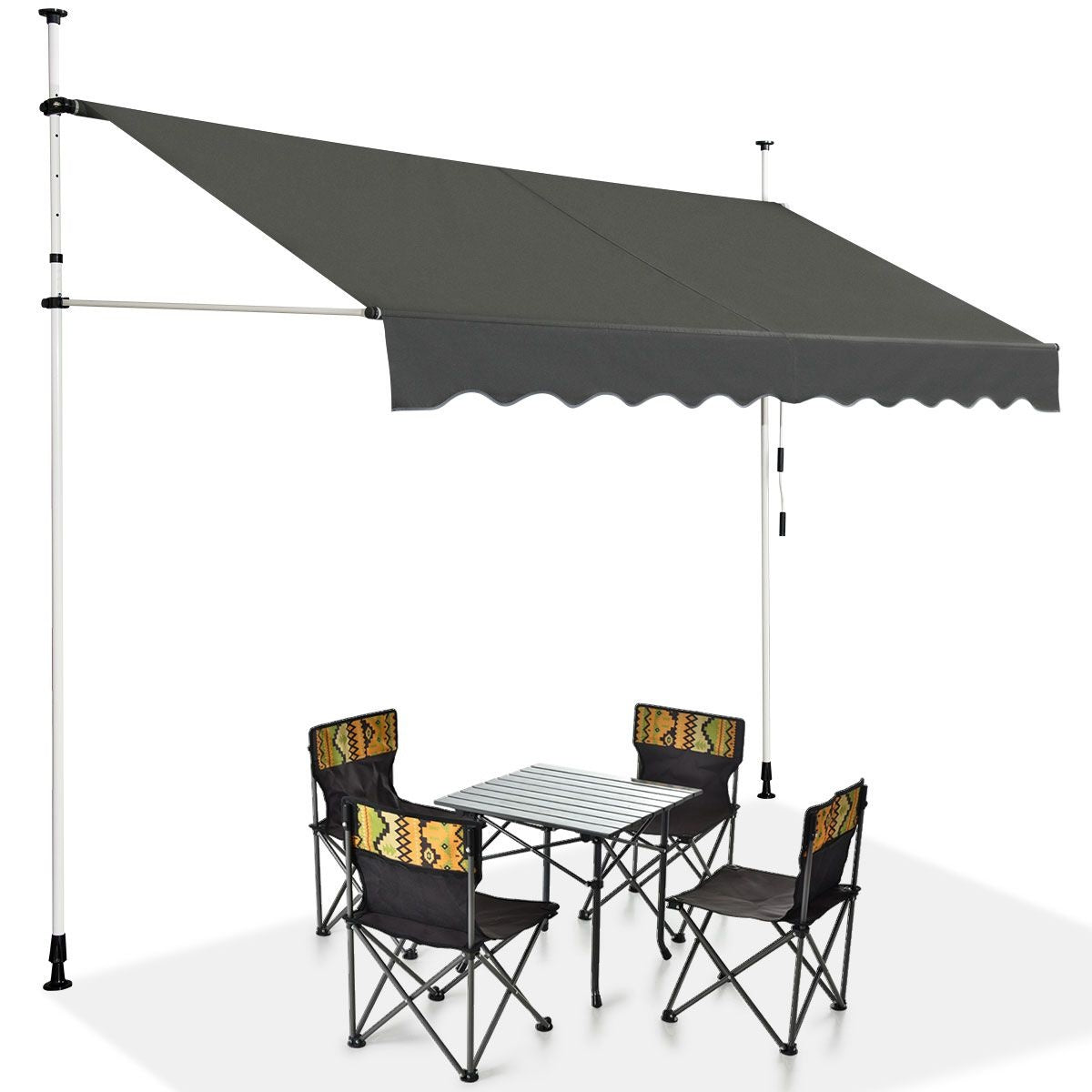 Store télescopique Coast, Protection solaire, Etanche, réglable en hauteur, 300 x 120 cm, Gris