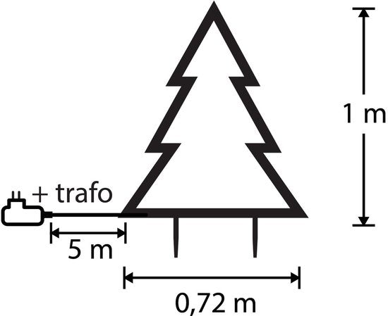 Luca Lighting Garden d'Light - Tige décorative pour sapin de Noël d'extérieur - Décoration de Noël d'extérieur avec lumières LED blanc chaud - Décoration de Noël avec minuterie et 8 modes d'éclairage - Guirlande lumineuse - L 72 x H 100 cm - Noir