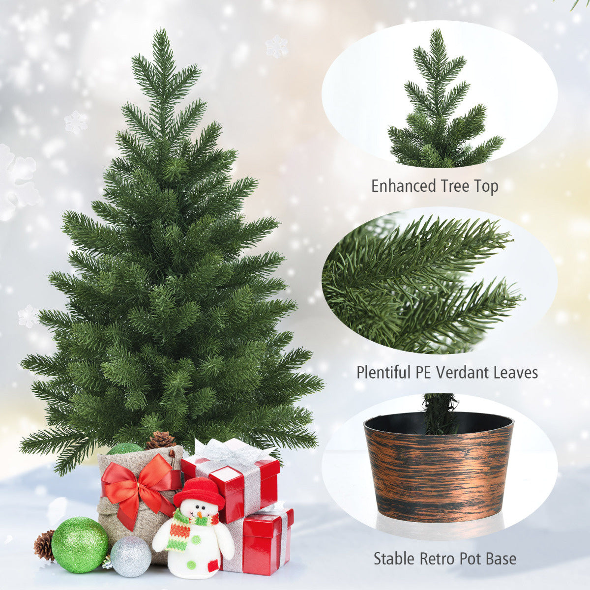 Costway Arbre de Noël Artificiel avec Pointes de Pin et Baies Rouges - Vert - 195cm