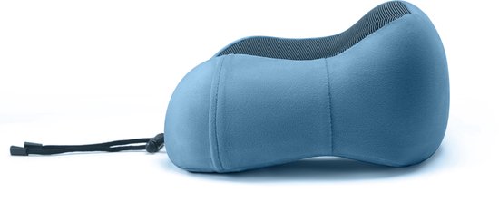 SKYCASES Travel Essentials - Ensemble d'oreillers de cou 3 pièces - Oreiller de voyage ergonomique en mousse à mémoire de forme avec masque pour les yeux et bouchons d'oreille - Idéal pour l'avion, la voiture et le train - Compact et luxueux - Bleu royal