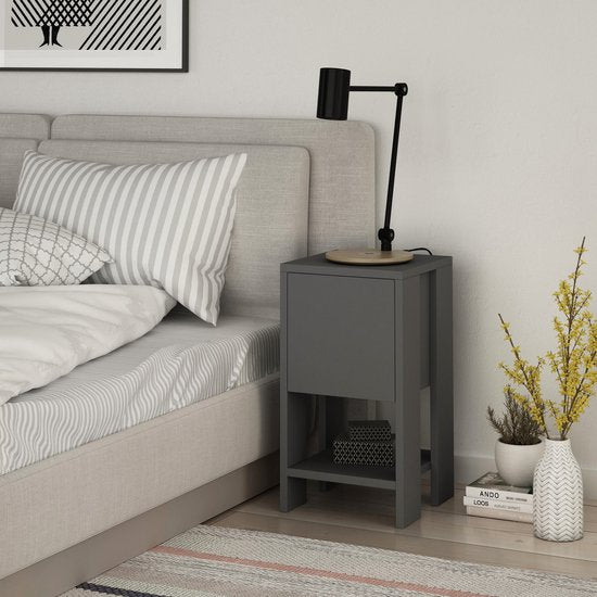 Table de chevet - Anthracite élégant - 30x55x30cm - Mélamine durable