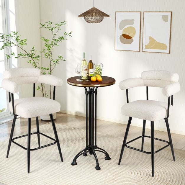 Ensemble Coast de 2 tabourets de bar - Blanc/Noir - Pivotants à 360° - Hauteur d'assise 69 cm