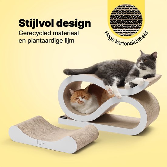 Jake and Jacky Scratching Cardboard for Cats 2 in 1 Model - Scratching Post Cardboard - Scratching Board - Scratching Basket - Scratching Furniture - Cardboard Scratching Mat - Cat Basket - Cat Bed - 60x24x34cm