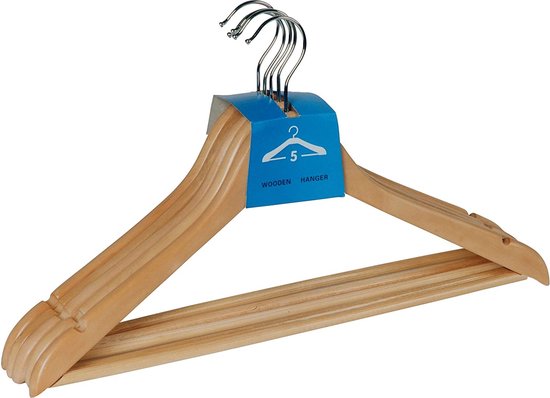 Cintres Wenko Eco 45 x 23,5 cm, bois naturel, lot de 5
