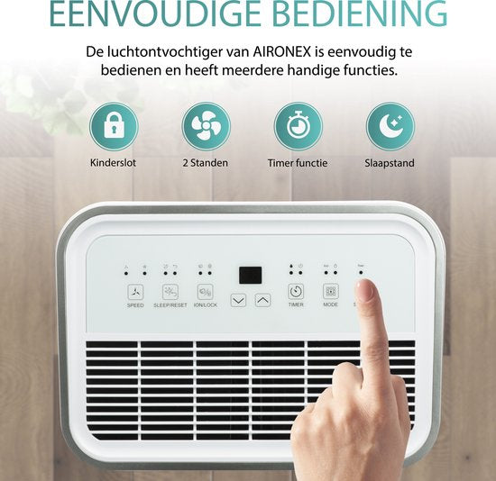 Déshumidificateur 20L - Aironex - 20 litres par jour - Prévient les moisissures - Silencieux - Blanc