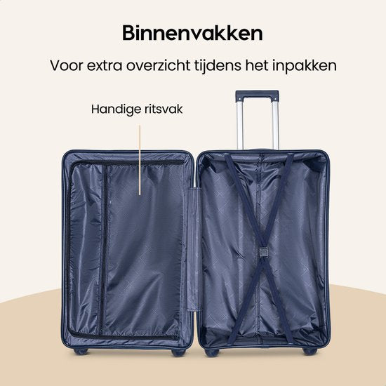 SKYCASES Urban Adventurer - Grande valise de voyage - Verrouillage par numéro - 49x30x75cm - 110L - Valise de voyage avec verrouillage de valise - Roues pivotantes - Bleu foncé V2