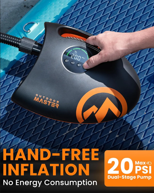 Pompe à air haute pression OutdoorMaster Shark 2S - Noir et orange - 20 PSI