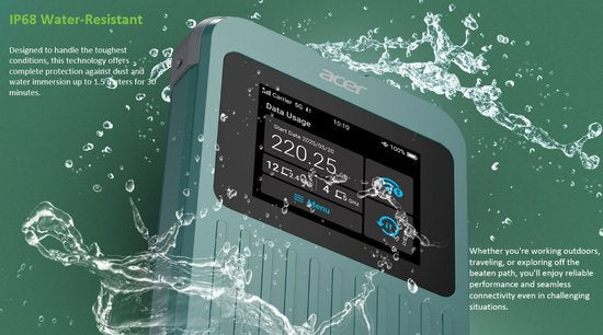 Acer Connect M4 - Routeur MiFi portable - Point d'accès mobile - 5G - Wi-Fi 6 - Bi-bande - SIM - eSIM - SIM virtuelle - 1 Go inclus - jusqu'à 16 appareils - idéal pour les déplacements ou le camping