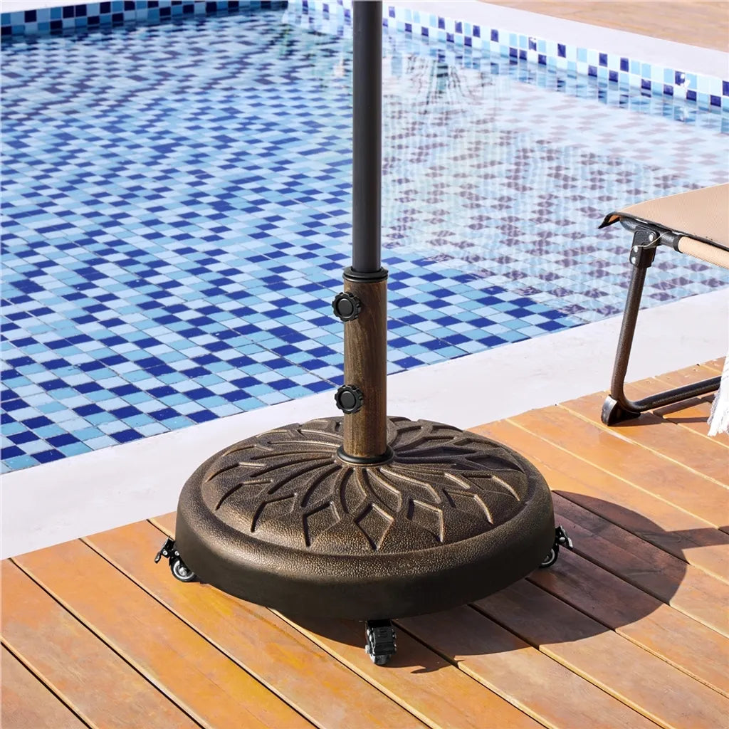 Pied de parasol Yaheetech Ø 50,6 cm - Bronze - Pied de parasol mobile pour mâts de 34/38/48 mm